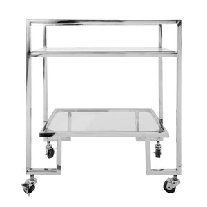 Sagebrook Home Contemporary Metal, 26x32 2-layered Bar Cart, Silver 16223 Silver Metal