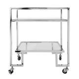 Sagebrook Home Contemporary Metal, 26x32 2-layered Bar Cart, Silver 16223 Silver Metal