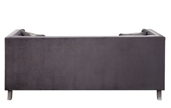 Hegio Glam/Vintage Sofa with 2 Pillows Gray Velvet (PI# RB60-40/B347) • Wood+Caster Front Leg 55265-ACME