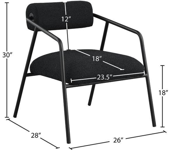 Carly Boucle Fabric / Iron / Foam Contemporary Black Fabric Accent Chair - 26" W x 28" D x 30" H