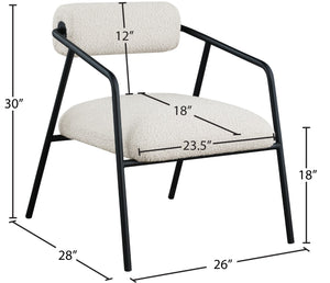 Carly Boucle Fabric / Iron / Foam Contemporary Cream Fabric Accent Chair - 26" W x 28" D x 30" H