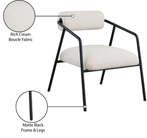 Carly Boucle Fabric / Iron / Foam Contemporary Cream Fabric Accent Chair - 26" W x 28" D x 30" H