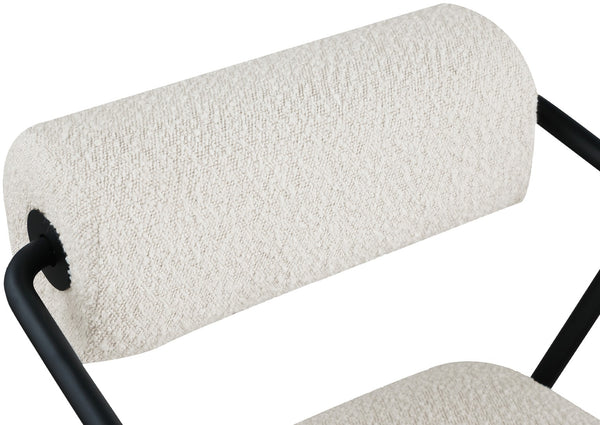 Carly Boucle Fabric / Iron / Foam Contemporary Cream Fabric Accent Chair - 26" W x 28" D x 30" H