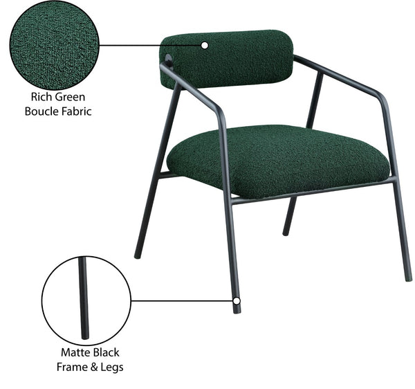 Carly Boucle Fabric / Iron / Foam Contemporary Green Fabric Accent Chair - 26" W x 28" D x 30" H