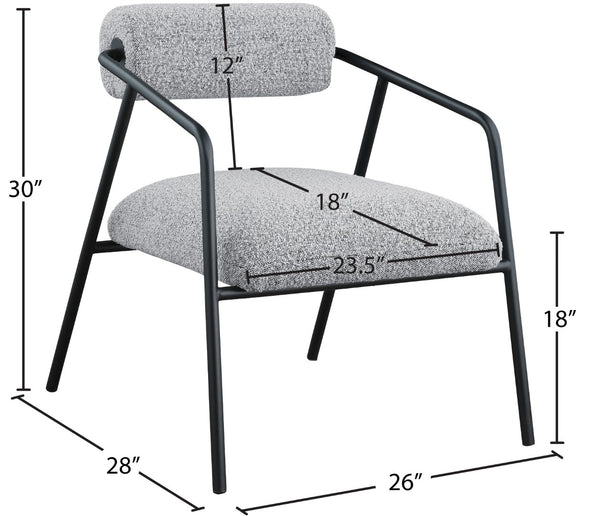 Carly Boucle Fabric / Iron / Foam Contemporary Grey Fabric Accent Chair - 26" W x 28" D x 30" H