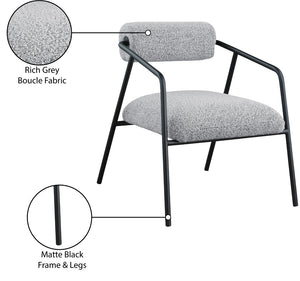 Carly Boucle Fabric / Iron / Foam Contemporary Grey Fabric Accent Chair - 26" W x 28" D x 30" H