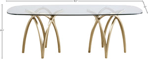 Madelyn Glass / Iron Contemporary Gold Dining Table - 90.5" W x 42" D x 29.5" H