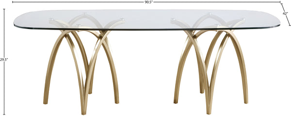 Madelyn Glass / Iron Contemporary Gold Dining Table - 90.5" W x 42" D x 29.5" H