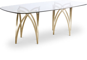 Madelyn Glass / Iron Contemporary Gold Dining Table - 90.5" W x 42" D x 29.5" H