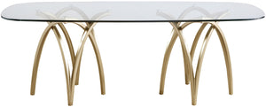 Madelyn Glass / Iron Contemporary Gold Dining Table - 90.5" W x 42" D x 29.5" H