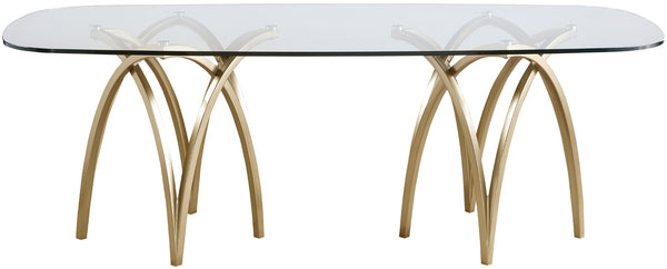 Madelyn Glass / Iron Contemporary Gold Dining Table - 90.5" W x 42" D x 29.5" H
