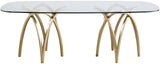 Madelyn Glass / Iron Contemporary Gold Dining Table - 90.5" W x 42" D x 29.5" H