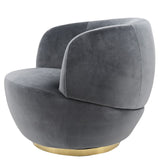 Sagebrook Home Contemporary Velveteen Swivel Chair With Gold Base, Gray 16494-03 Gray Stainless Steel