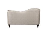 Athalia Vintage Loveseat with 3 Pillows Shimmering Pearl Fabric (PI XU020-4$3041-71E) • Wood Leg 55306-ACME