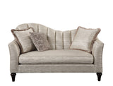 Athalia Vintage Loveseat with 3 Pillows Shimmering Pearl Fabric (PI XU020-4$3041-71E) • Wood Leg 55306-ACME