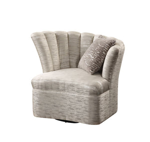 Athalia Vintage Swivel Chair with 1 Pillow Shimmering Pearl Fabric (PI XU020-4$3041-71E) • Wood Leg 55307-ACME