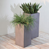 Sagebrook Home Contemporary Resin, Set of 2 -  11/13"d Square Nested Planters, Gray 16823-02 Gray Polyresin