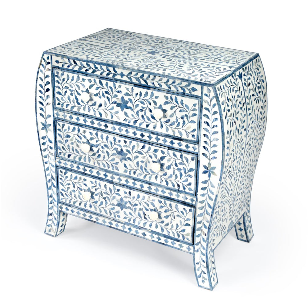 Butler Specialty Trubadur Blue and White Bone Inlay 3 Drawer Chest 5531417