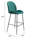 Zuo Modern Miles 100% Polyester, Plywood, Steel Modern Commercial Grade Barstool Green, Black 100% Polyester, Plywood, Steel