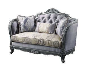 Ariadne Transitional Loveseat with 3 Pillows Fabric (cc#) • Platinum (cc#) --> Nicole 55346-ACME