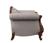 Miyeon Transitional Loveseat with 3 Pillows Fabric (cc#) • Cherry (cc#) --> Nicole 55366-ACME