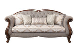 Miyeon Transitional Sofa with 5 Pillows Fabric (cc#) • Cherry (cc#) --> Nicole 55365-ACME