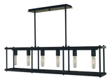 6-Light Matte Black Industria Island Chandelier