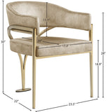 Madelyn Velvet / Iron / Foam Contemporary Beige Velvet Dining Chair - 23.5" W x 22" D x 30" H