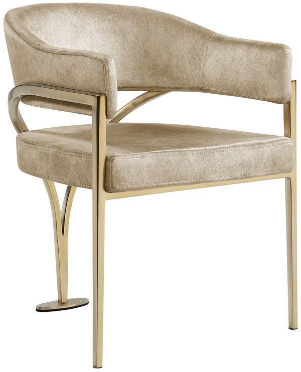 Madelyn Velvet / Iron / Foam Contemporary Beige Velvet Dining Chair - 23.5" W x 22" D x 30" H