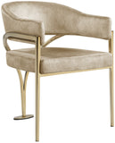 Madelyn Velvet / Iron / Foam Contemporary Beige Velvet Dining Chair - 23.5" W x 22" D x 30" H