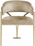 Madelyn Velvet / Iron / Foam Contemporary Beige Velvet Dining Chair - 23.5" W x 22" D x 30" H