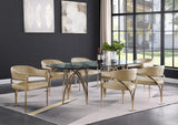 Madelyn Velvet / Iron / Foam Contemporary Beige Velvet Dining Chair - 23.5" W x 22" D x 30" H