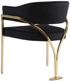 Madelyn Velvet / Iron / Foam Contemporary Black Velvet Dining Chair - 23.5" W x 22" D x 30" H