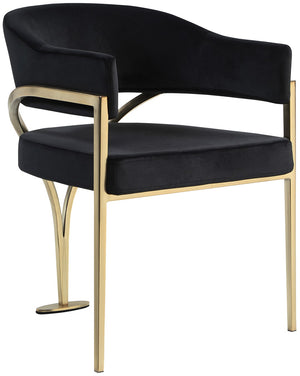 Madelyn Velvet / Iron / Foam Contemporary Black Velvet Dining Chair - 23.5" W x 22" D x 30" H