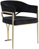 Madelyn Velvet / Iron / Foam Contemporary Black Velvet Dining Chair - 23.5" W x 22" D x 30" H