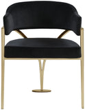 Madelyn Velvet / Iron / Foam Contemporary Black Velvet Dining Chair - 23.5" W x 22" D x 30" H