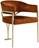 Madelyn Velvet / Iron / Foam Contemporary Cognac Velvet Dining Chair - 23.5" W x 22" D x 30" H