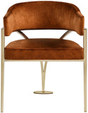 Madelyn Velvet / Iron / Foam Contemporary Cognac Velvet Dining Chair - 23.5" W x 22" D x 30" H