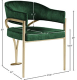 Madelyn Velvet / Iron / Foam Contemporary Green Velvet Dining Chair - 23.5" W x 22" D x 30" H