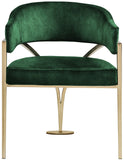 Madelyn Velvet / Iron / Foam Contemporary Green Velvet Dining Chair - 23.5" W x 22" D x 30" H