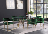 Madelyn Velvet / Iron / Foam Contemporary Green Velvet Dining Chair - 23.5" W x 22" D x 30" H