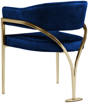 Madelyn Velvet / Iron / Foam Contemporary Navy Velvet Dining Chair - 23.5" W x 22" D x 30" H