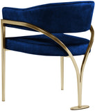 Madelyn Velvet / Iron / Foam Contemporary Navy Velvet Dining Chair - 23.5" W x 22" D x 30" H