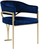 Madelyn Velvet / Iron / Foam Contemporary Navy Velvet Dining Chair - 23.5" W x 22" D x 30" H