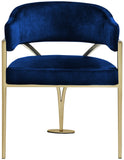 Madelyn Velvet / Iron / Foam Contemporary Navy Velvet Dining Chair - 23.5" W x 22" D x 30" H