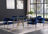 Madelyn Velvet / Iron / Foam Contemporary Navy Velvet Dining Chair - 23.5" W x 22" D x 30" H