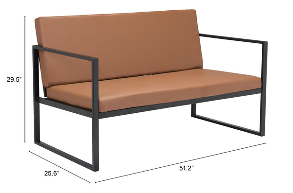Zuo Modern Claremont 100% Polyurethane, Plywood, Steel Modern Commercial Grade Sofa Brown, Black 100% Polyurethane, Plywood, Steel