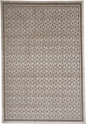 Saphir Zam Ornamental Lattice Rug, Taupe Gray/Ivory Cream, 7ft-6in x 16in Area Rug