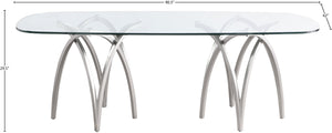 Madelyn Glass / Iron Contemporary Silver Dining Table - 90.5" W x 42" D x 29.5" H