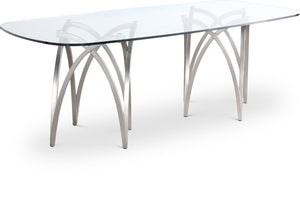 Madelyn Glass / Iron Contemporary Silver Dining Table - 90.5" W x 42" D x 29.5" H